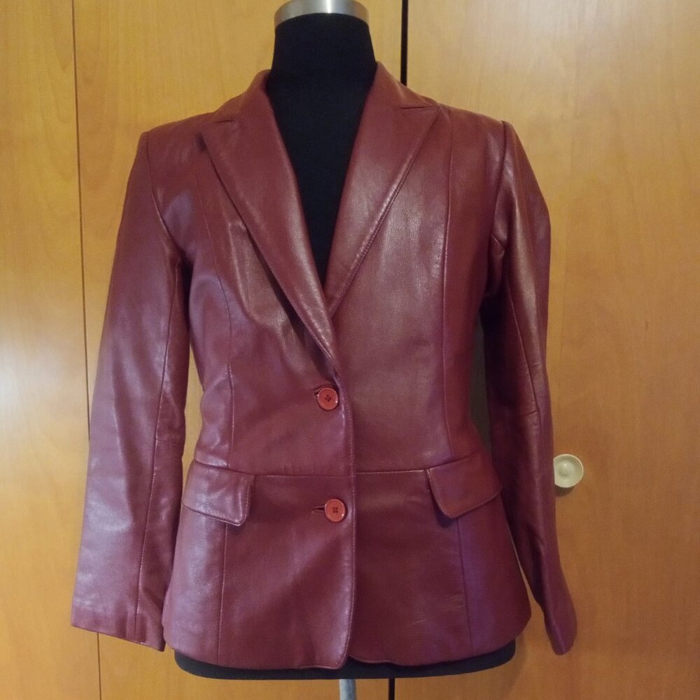 Used Margaret Godfrey Red/Burgundy Genuine Leather Jacket